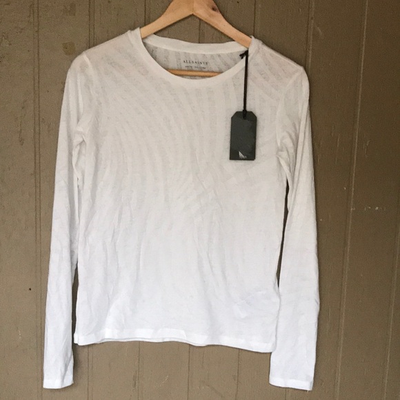 All Saints Tops - All saints sake esme long sleeve tee smog white